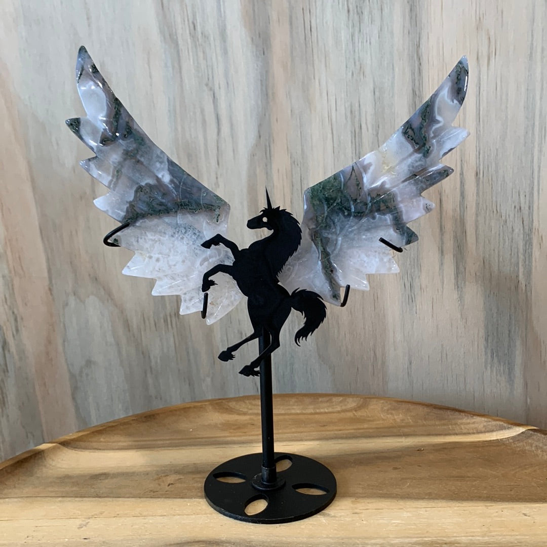 MOSS AGATE UNICORN with WINGS