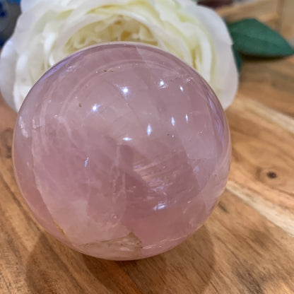 PERFECTLY IMPERFECT ROSE QUARTZ SPHERE WITH STAR (MEDIUM)