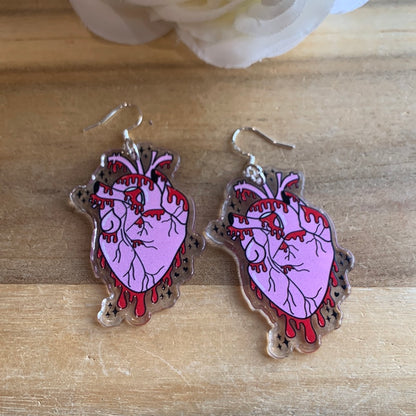 AWESOME ACRYLIC 925 STIRLING HOOK EARRINGS (NON CRYSTAL,)