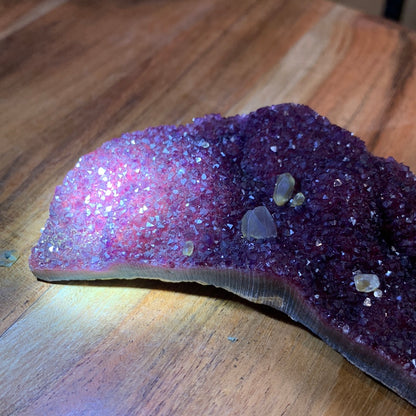 UNIQUE DARK PURPLE AMETHYST MOON WITH CALCITE POINTS