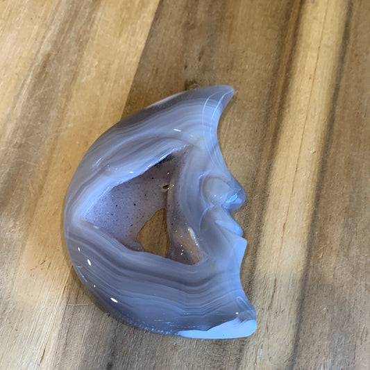 DRUUZY AGATE MOON (on silver coloured stand)
