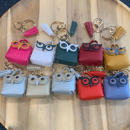 CUTE LEATHER OWL BAG KEYRINGS