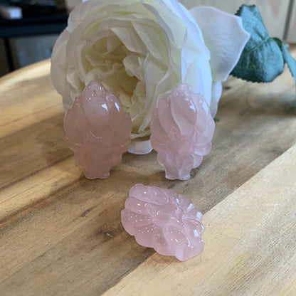 ROSE QUARTZ 9 TAIL FOX (PENDANT OR CARVING)