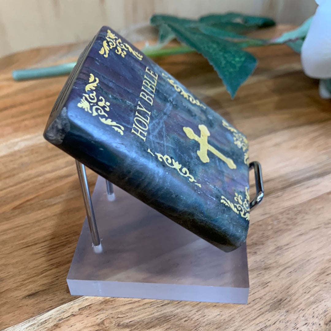 LABRADORITE BIBLE WITH STAND