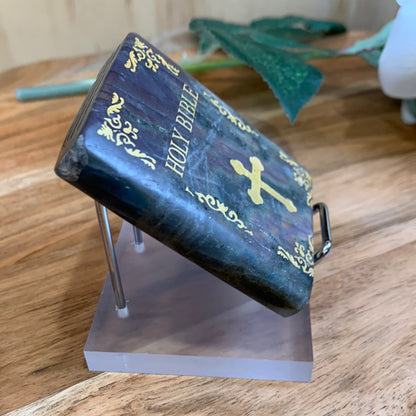 LABRADORITE BIBLE WITH STAND