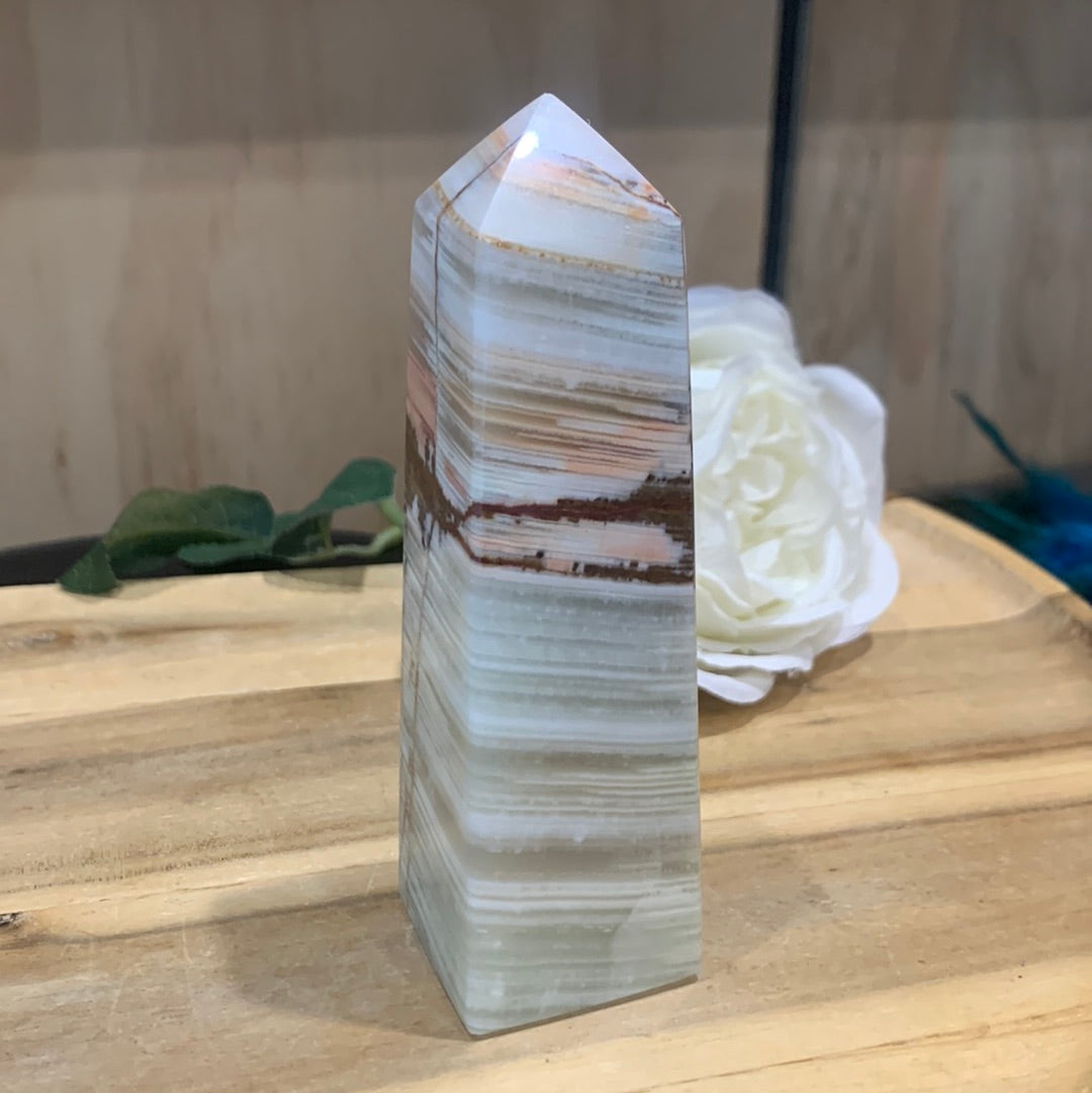 GREEN BANDED ONYX TOWERS