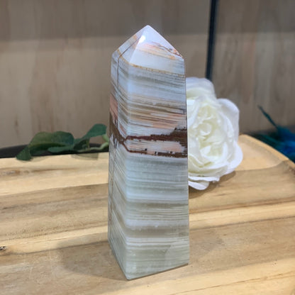 GREEN BANDED ONYX TOWERS