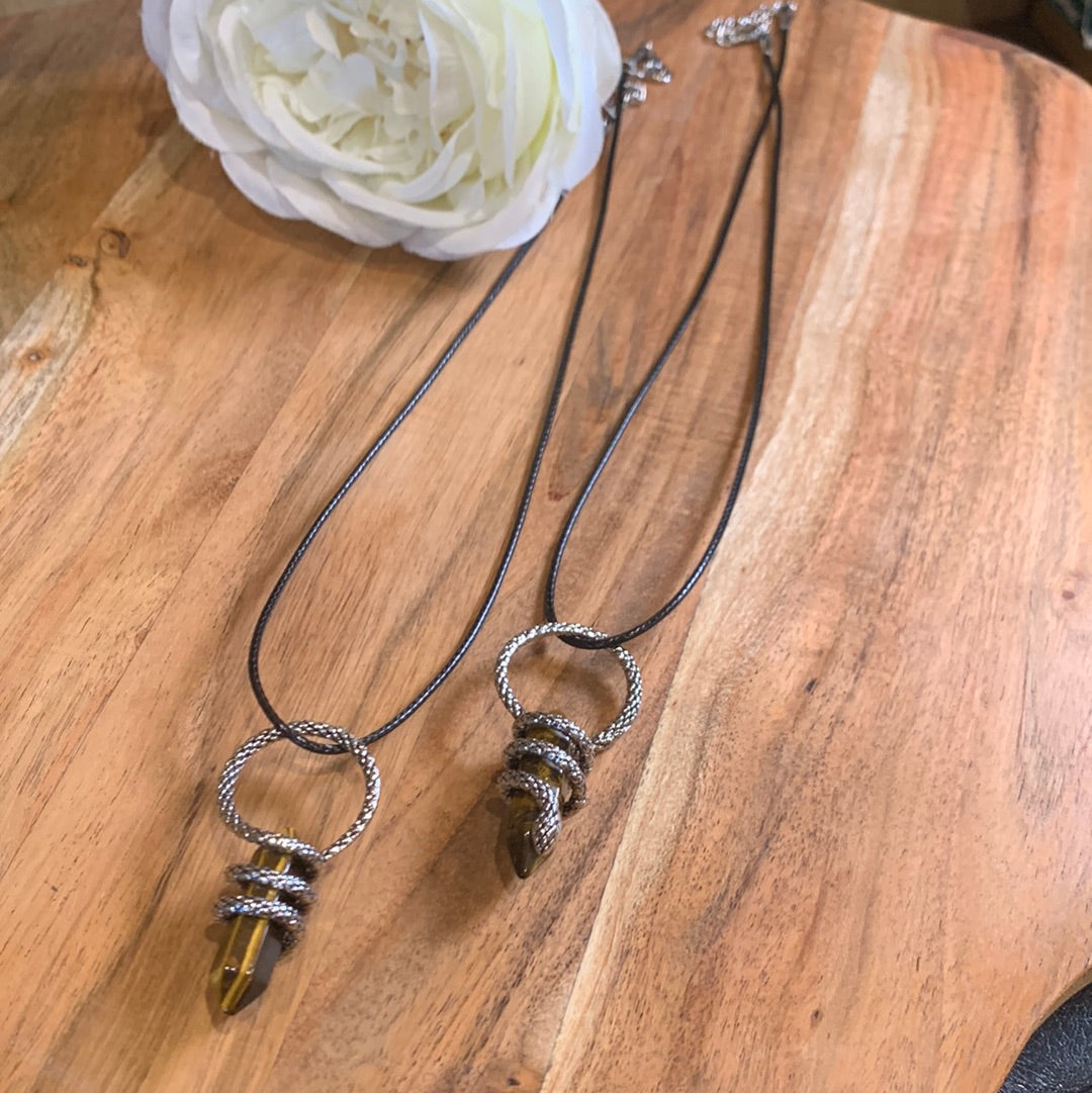 SNAKE PENDANTS (TIGERS EYE & AMETHYST)