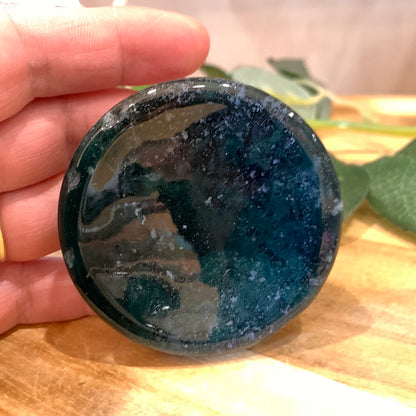 MOSS AGATE FLAT BOWL