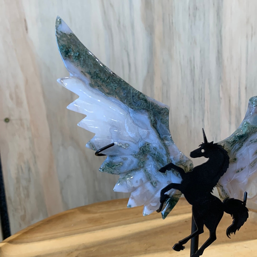 MOSS AGATE UNICORN with WINGS