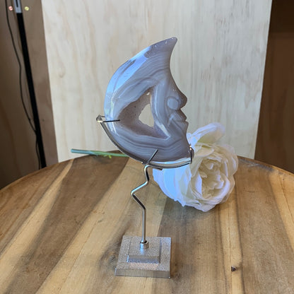 DRUUZY AGATE MOON (on silver coloured stand)