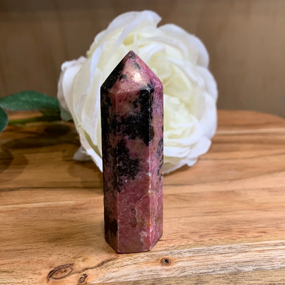 ICED RHODONITE POINT