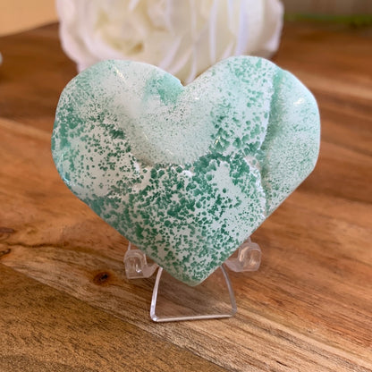 BLUE ARAGONITE HEARTS with stand
