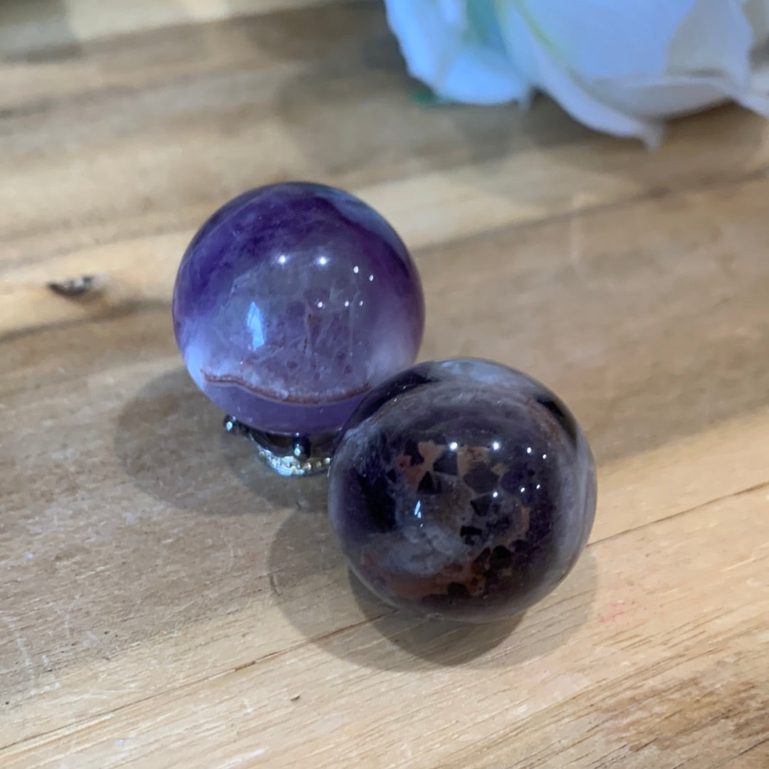 DREAM AMETHYST SPHERES (CHEVRON AMETHYST)