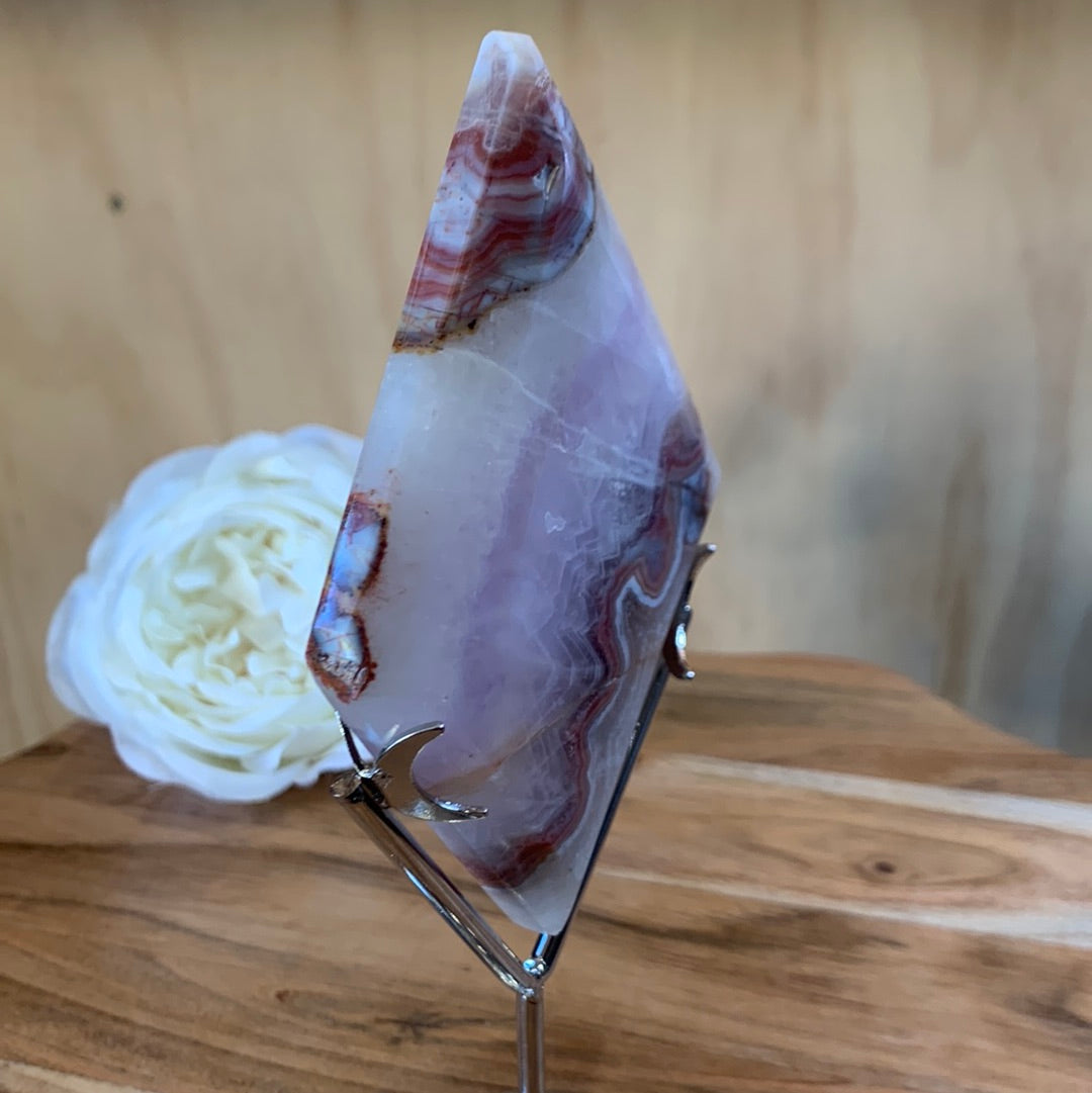 DREAM AMETHYST WITH MEXICAN AGATE DIAMOND WITH ASTROLOGY STAND INCLUDED