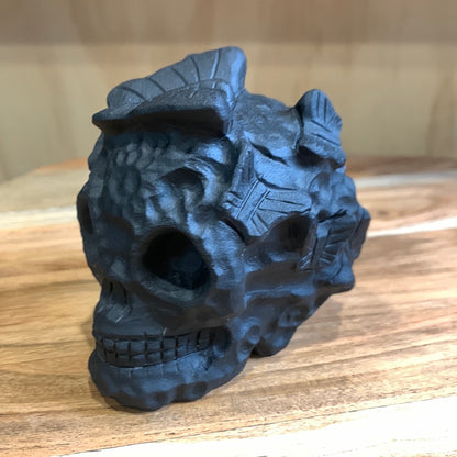 BLACK OBSIDIAN SKULL WITH BUTTERFLIES