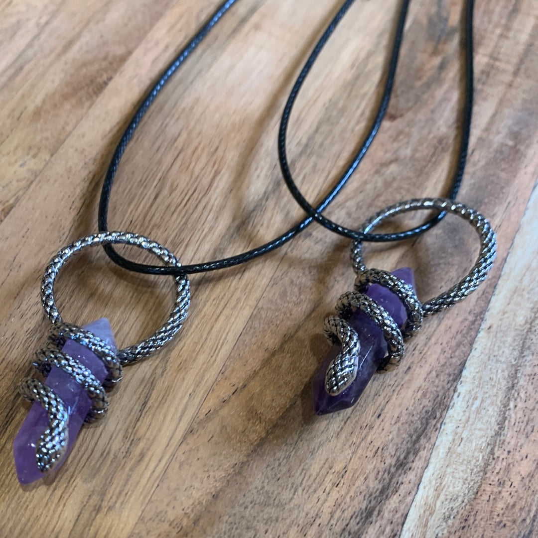 SNAKE PENDANTS (TIGERS EYE & AMETHYST)