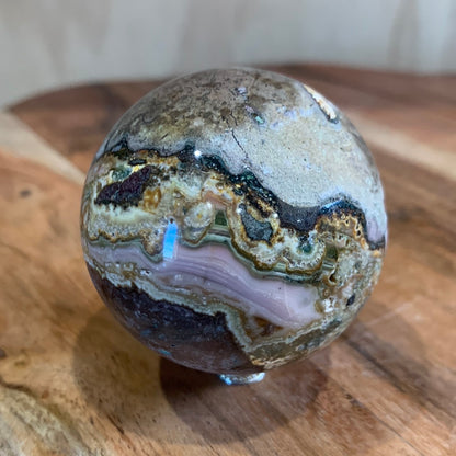 RAIN FORREST SPHERE (HALF POLISHED, HALF RAW)