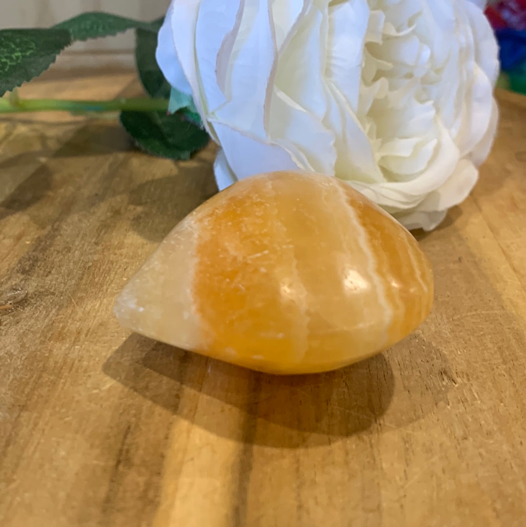 ORANGE CALCITE HEARTS (Stands not included)