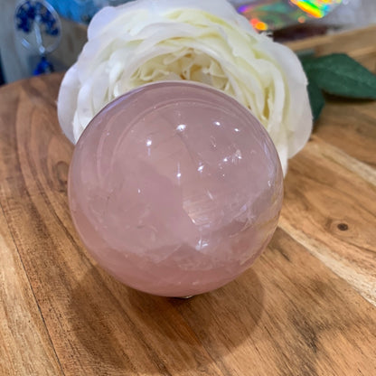 PERFECTLY IMPERFECT ROSE QUARTZ SPHERE WITH STAR (MEDIUM)