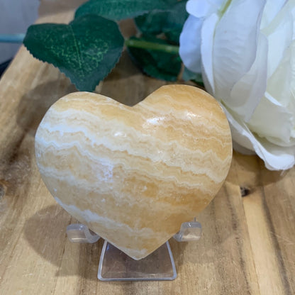 ORANGE CALCITE HEARTS (Stands not included)