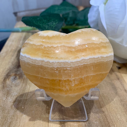 ORANGE CALCITE HEARTS (Stands not included)