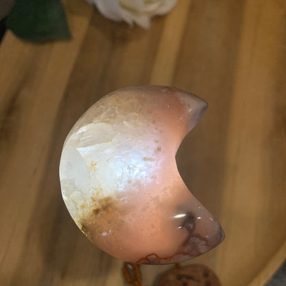 FLOWER AGATE WITH PINK AMETHYST MOON