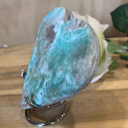 BLUE ARAGONITE HEART (HUGE HEART) with stand