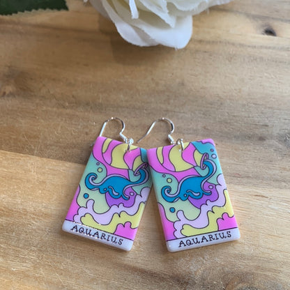 AWESOME ACRYLIC 925 STIRLING HOOK EARRINGS (NON CRYSTAL,)