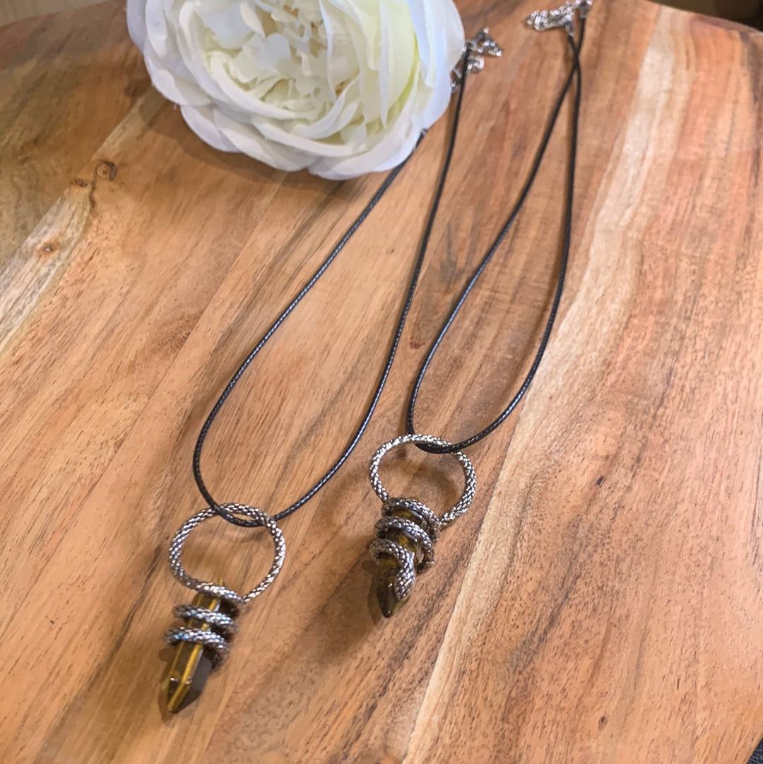 SNAKE PENDANTS (TIGERS EYE & AMETHYST)