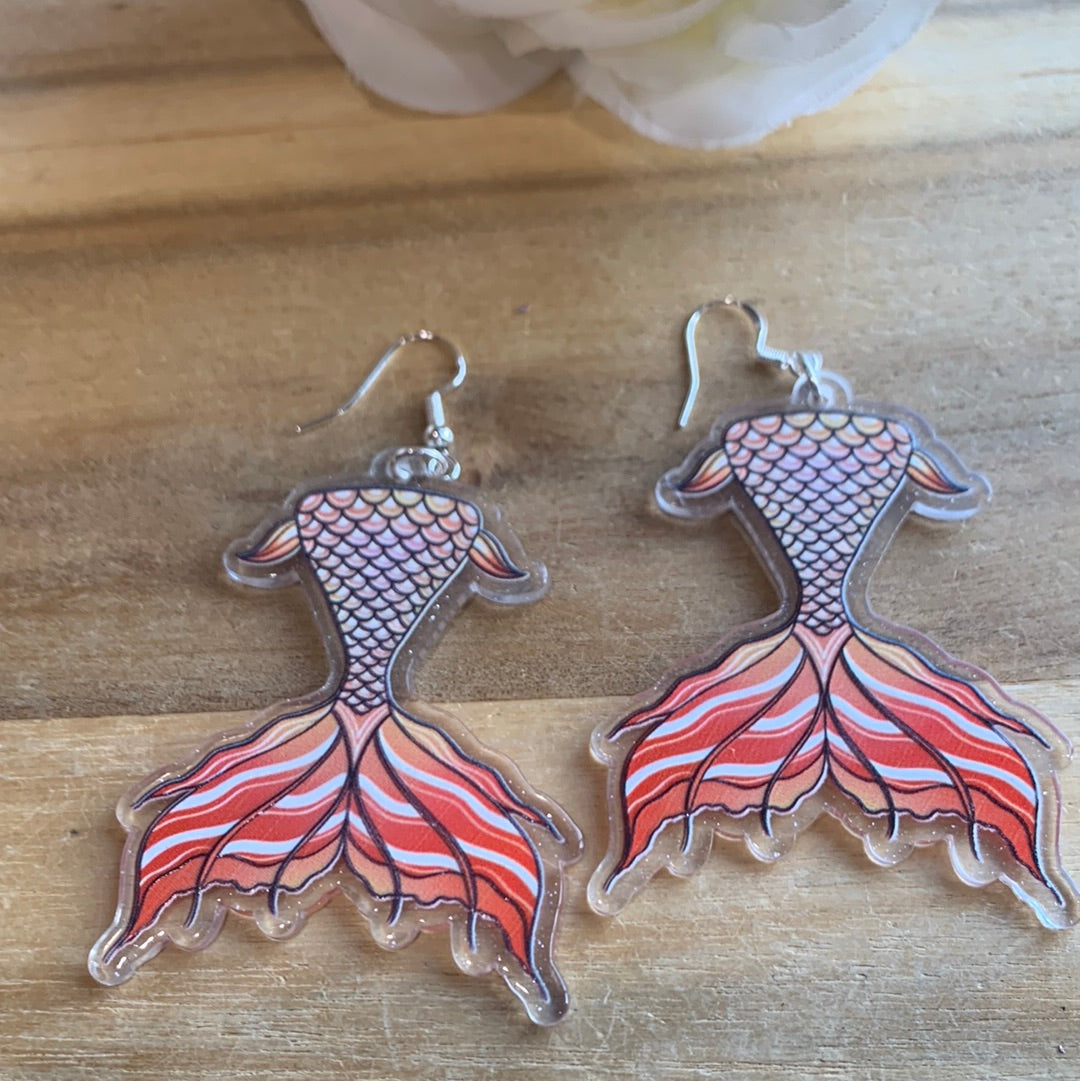 AWESOME ACRYLIC 925 STIRLING HOOK EARRINGS (NON CRYSTAL,)
