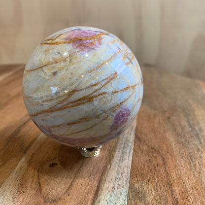 MEXICAN CRAZY LACE AGATE with PINK TOURMALINE SPHERE