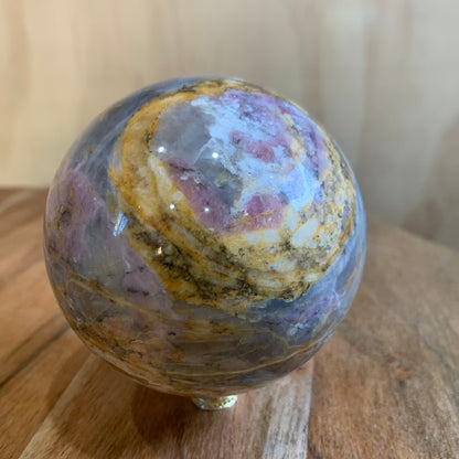 MEXICAN CRAZY LACE AGATE with PINK TOURMALINE SPHERE