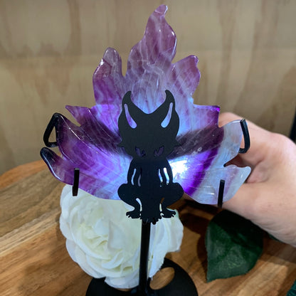 FLUORITE 9 TAIL FOX (WITH STAND)