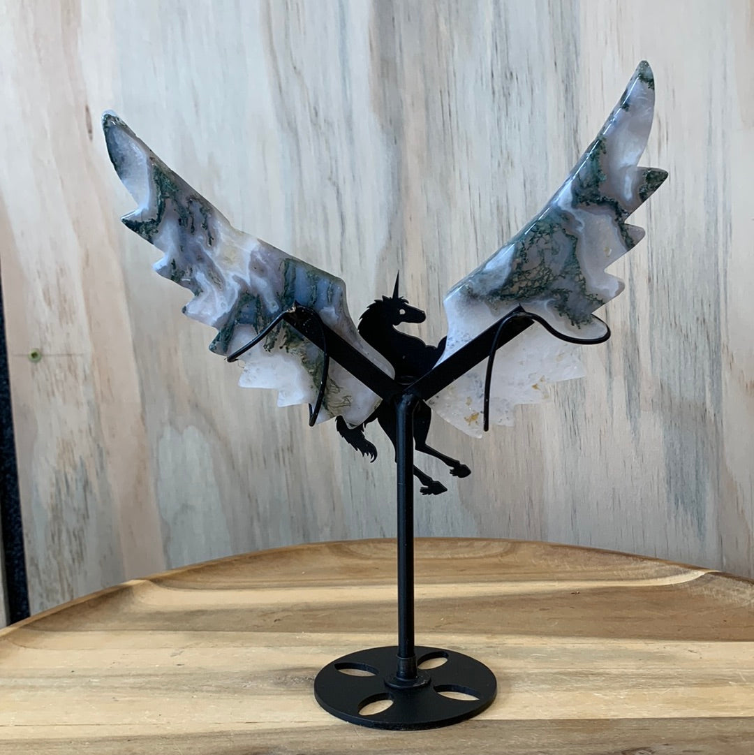 MOSS AGATE UNICORN with WINGS