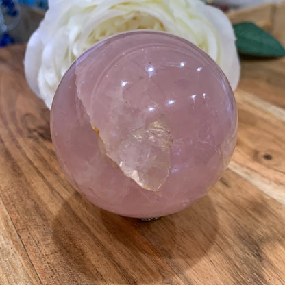 PERFECTLY IMPERFECT ROSE QUARTZ SPHERE WITH STAR (MEDIUM)