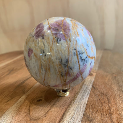 MEXICAN CRAZY LACE AGATE with PINK TOURMALINE SPHERE