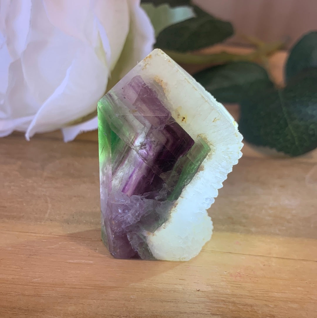 FLUORITE POINTS WITH QUARTZ