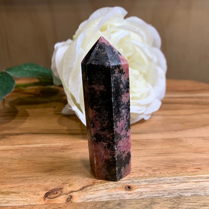 ICED RHODONITE POINT