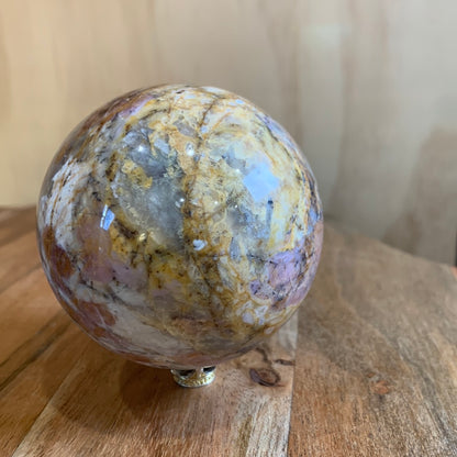 MEXICAN CRAZY LACE AGATE with PINK TOURMALINE SPHERE