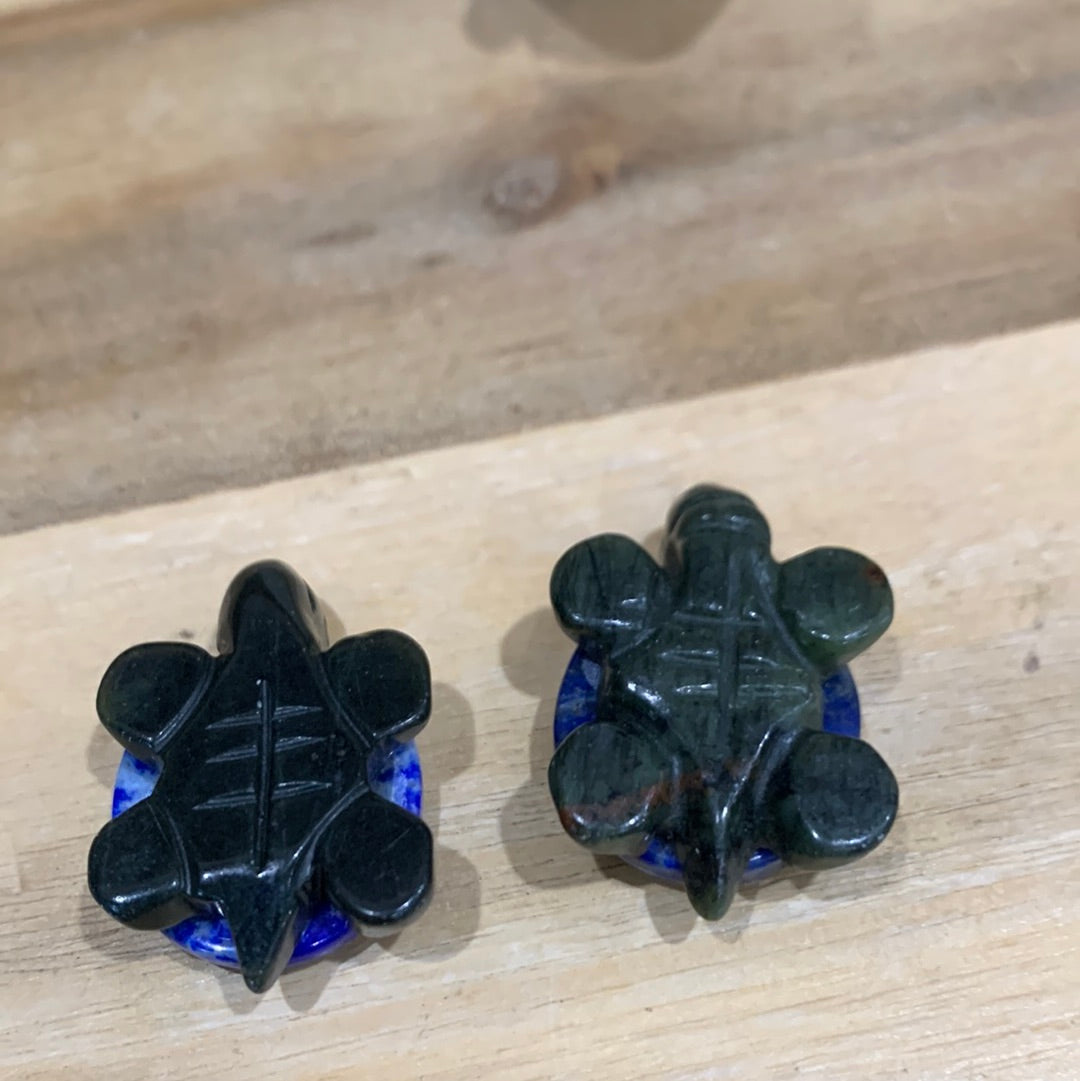 LAPIS LAZULI TURTLES WITH SEPTARIAN JADE