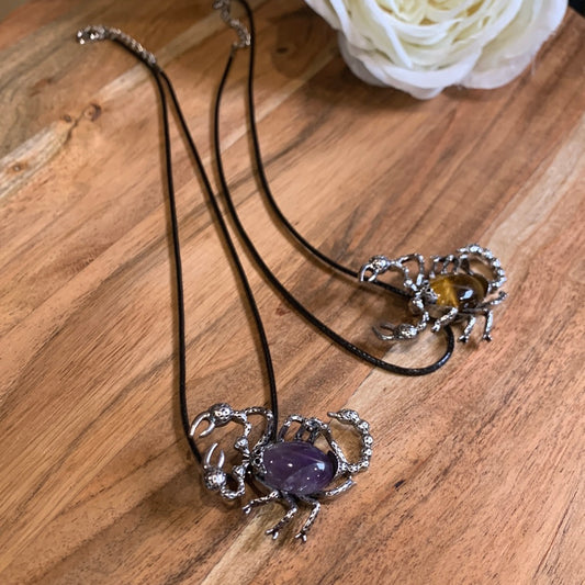 SCORPION PENDANTS (TIGERS EYE & AMETHYST)