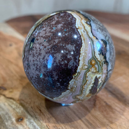 RAIN FORREST SPHERE (HALF POLISHED, HALF RAW)