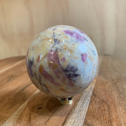 MEXICAN CRAZY LACE AGATE with PINK TOURMALINE SPHERE