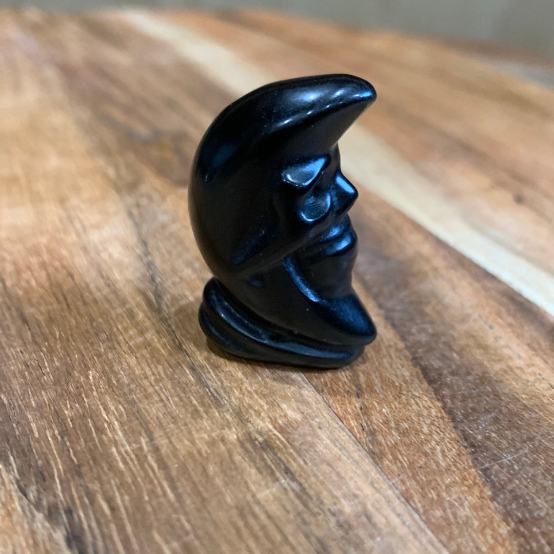 BLACK OBSIDIAN SKULL MOON