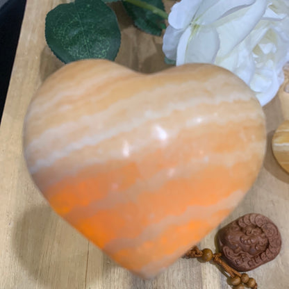 ORANGE CALCITE HEARTS (Stands not included)