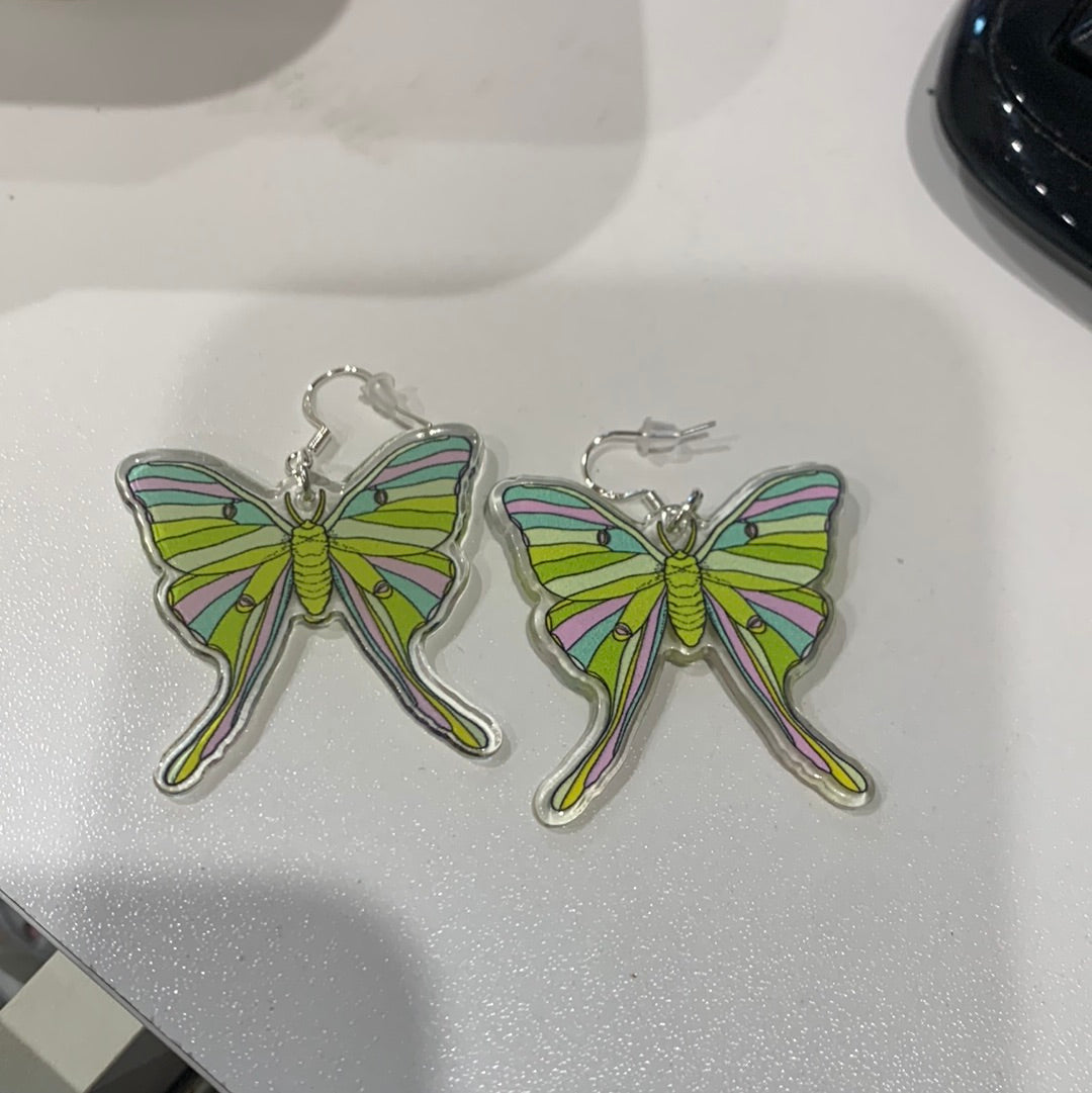 AWESOME ACRYLIC 925 STIRLING HOOK EARRINGS (NON CRYSTAL,)