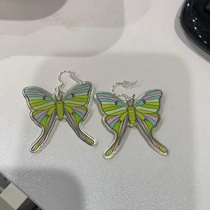 AWESOME ACRYLIC 925 STIRLING HOOK EARRINGS (NON CRYSTAL,)