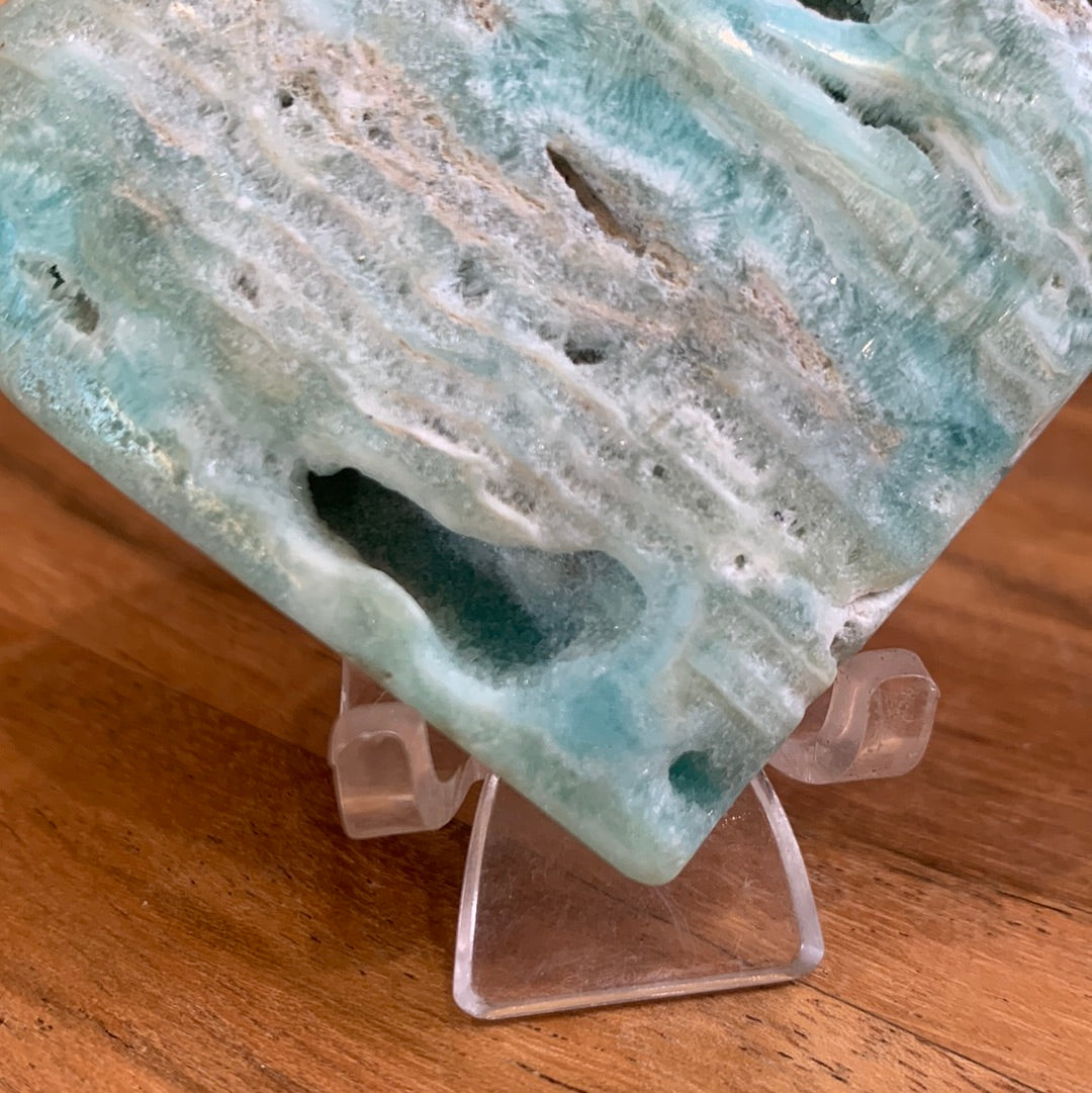 BLUE ARAGONITE HEARTS with stand