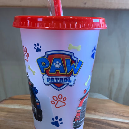 24oz BPA FREE REUSEABLE PLASTIC CUP WITH STRAW AND LID